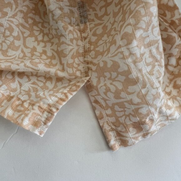 Tasso Elba Mens XXL Short Sleeve Beige Floral Linen Cotton Blend Shirt B… - Picture 10 of 11